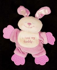 Walmart Bunny Rabbit I Love My Daddy Pink Plush Lovey Baby Teether